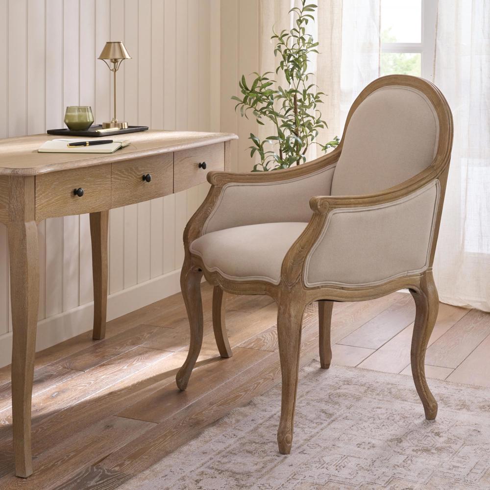 Sienna Beau Linen Desk Chair, Natural / Weathered Oak